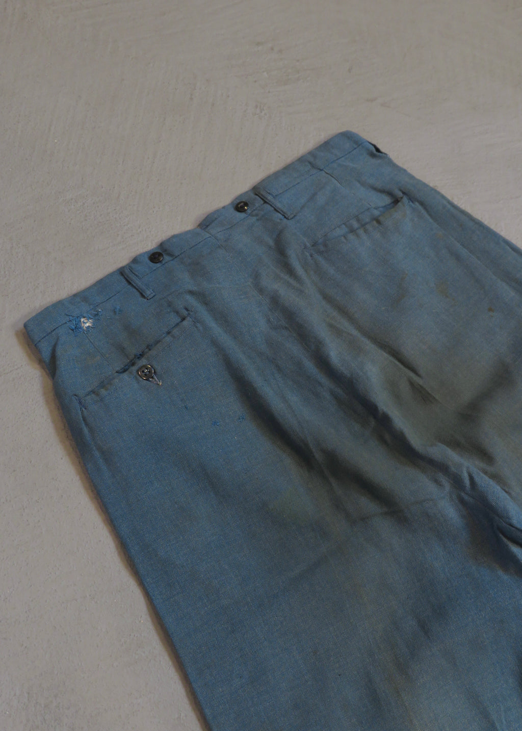 1940s Blue-Grey Linen Trousers | 33"x30"