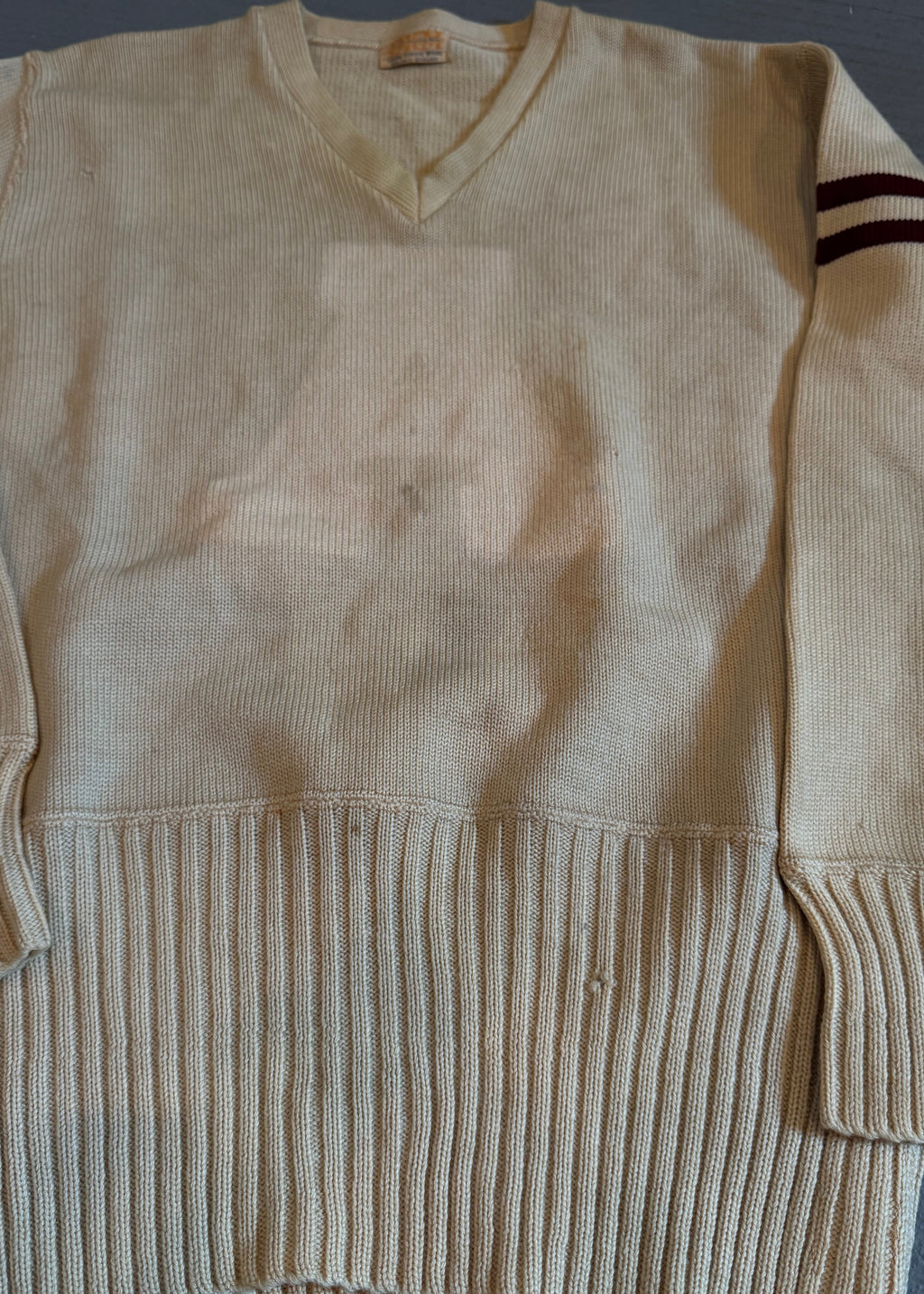 1940s Ghost Letter V-Neck Varsity Sweater