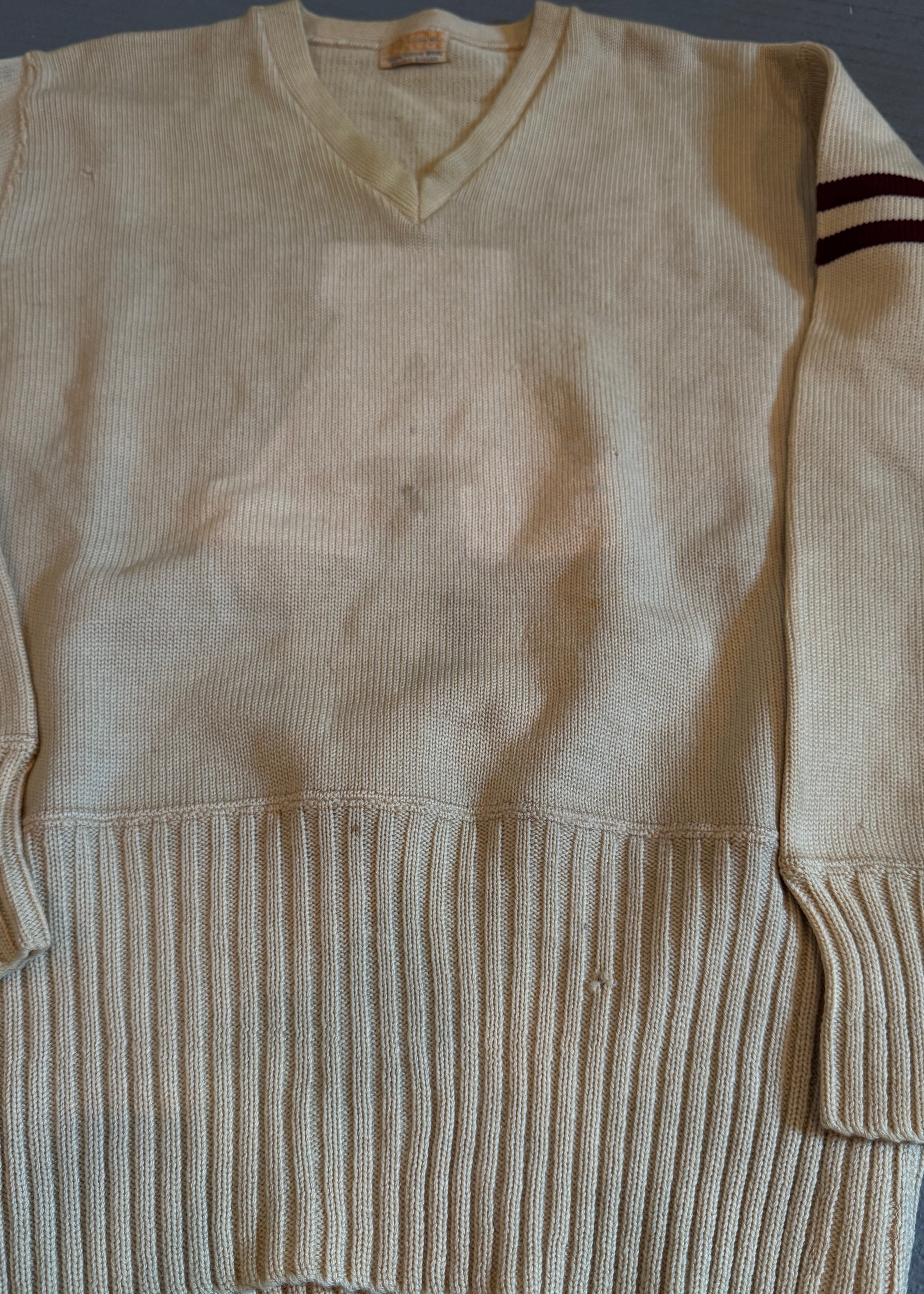 1940s Ghost Letter V-Neck Varsity Sweater