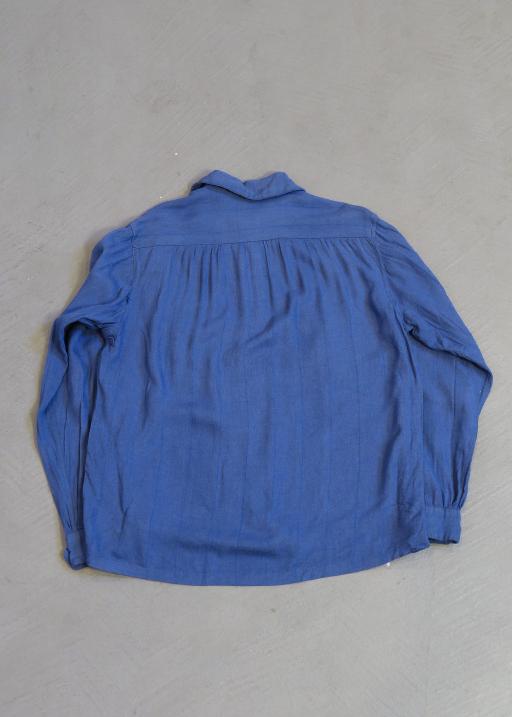 1950s Blue Plaid Wool Gabardine Overshirt