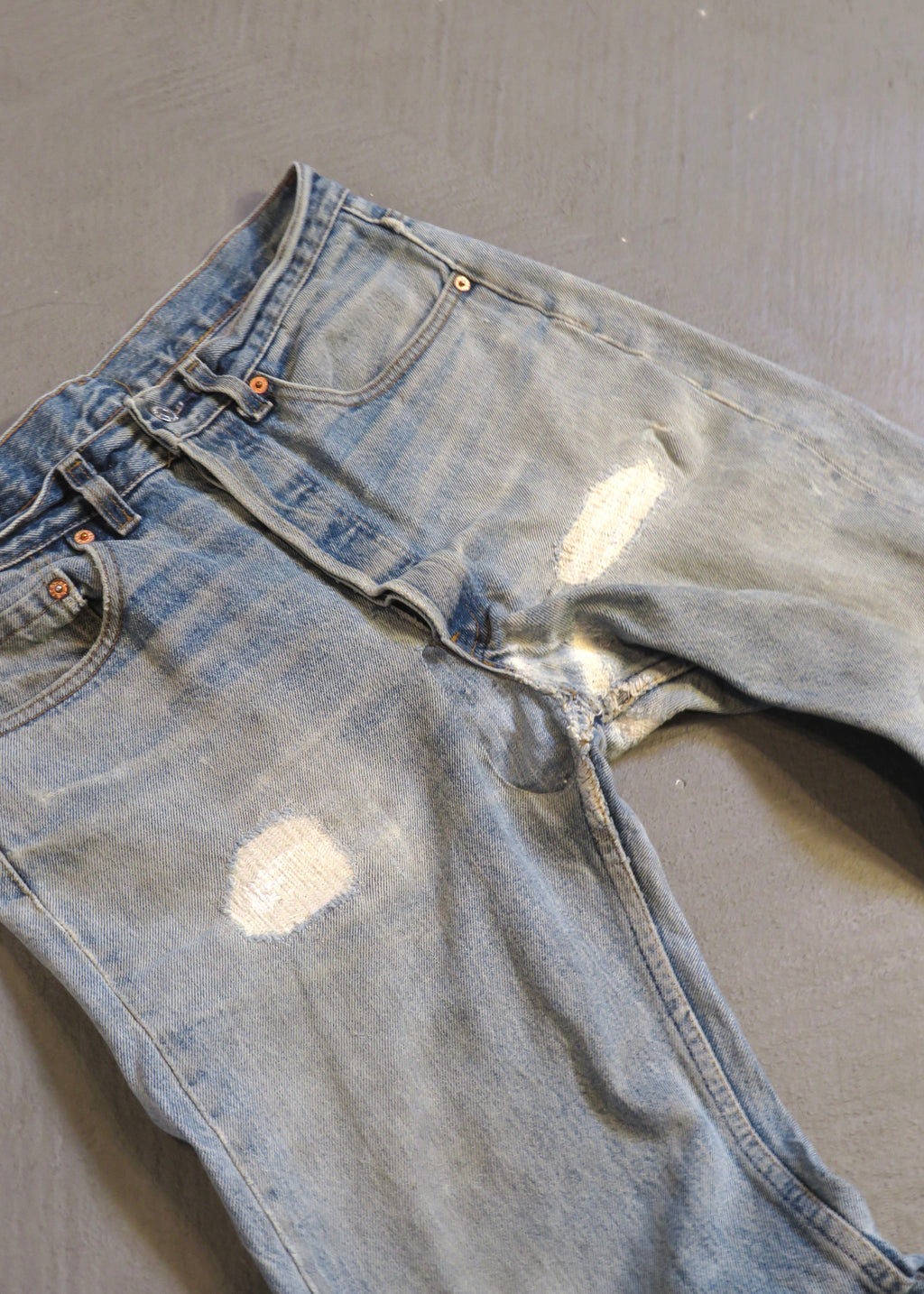 1990s Levi's 501 Repaired Light Wash Jeans