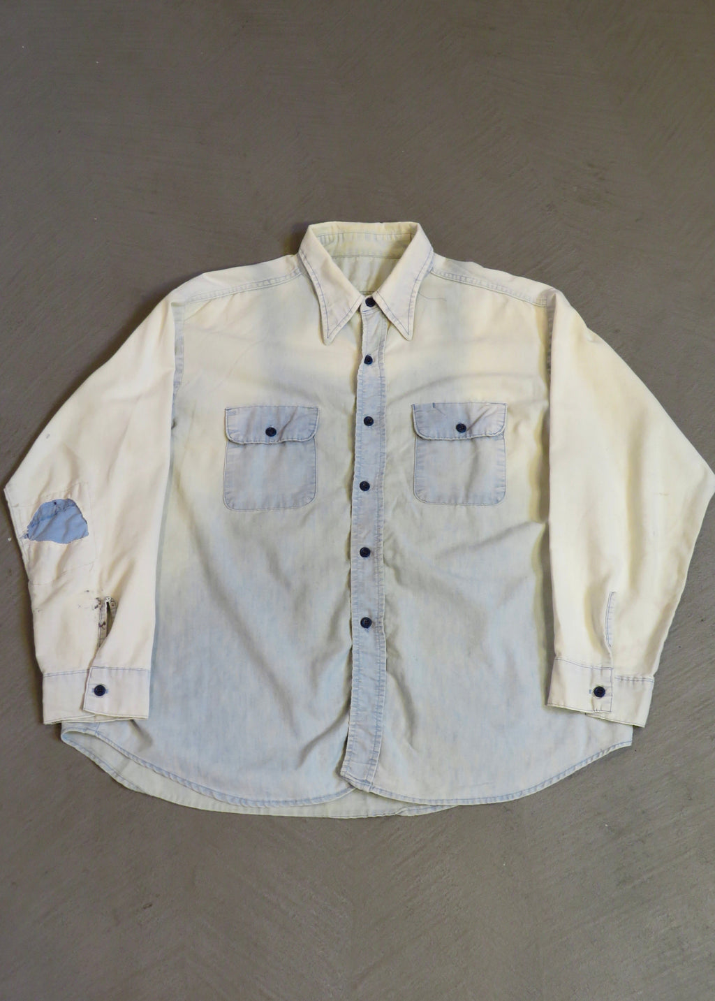 1950s Overalls Faded Chambray Shirt