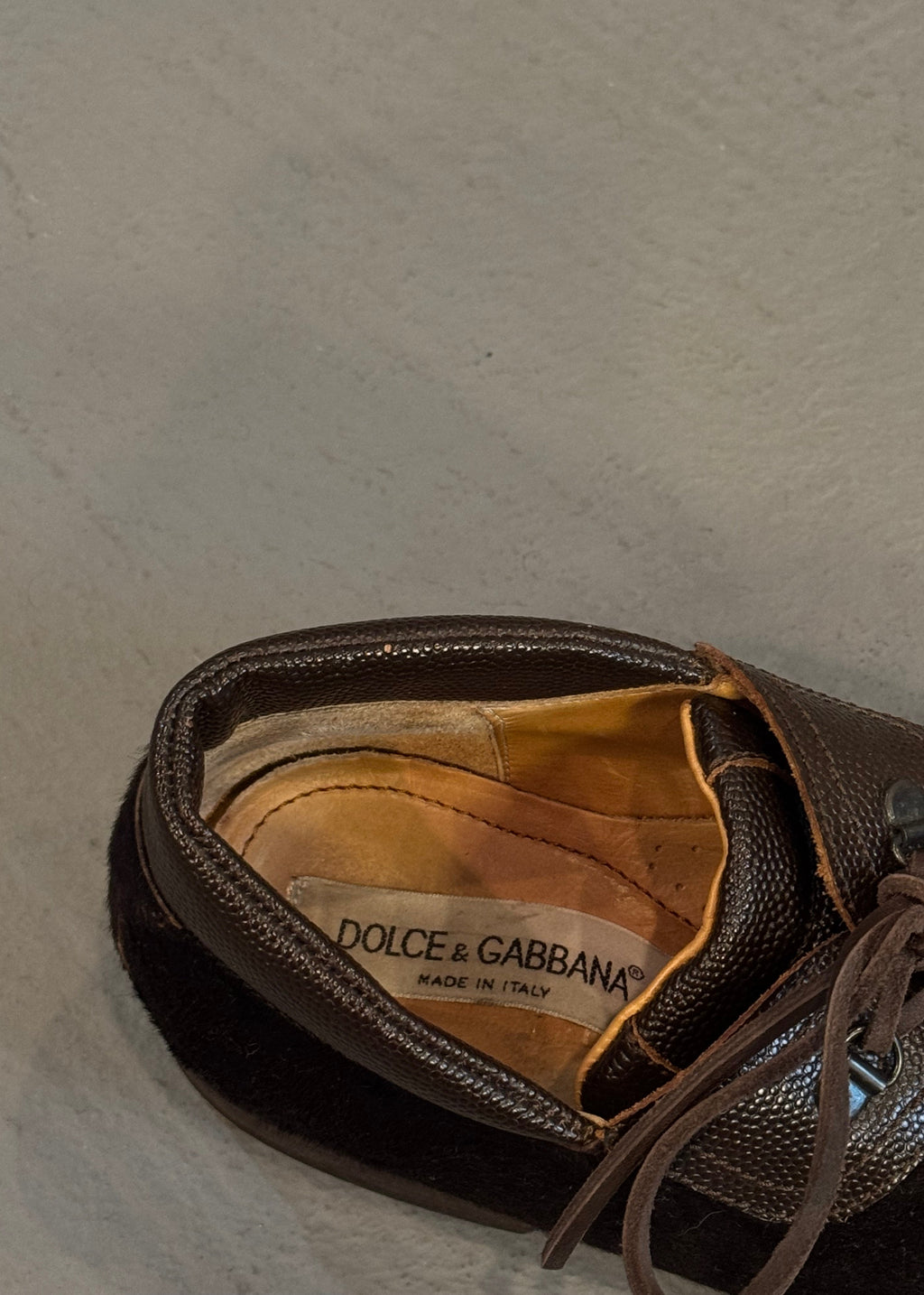 2000s Dolce & Gabbana Pony Hair Hiking Derbies