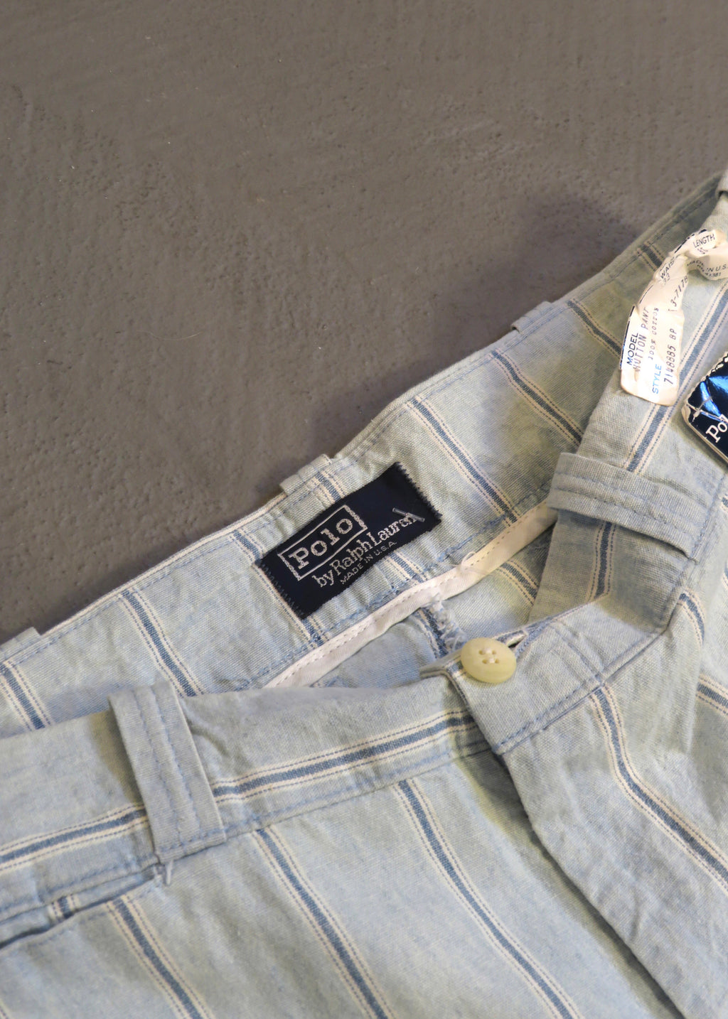 1980s Polo Ralph Lauren Chambray Stripe Trousers