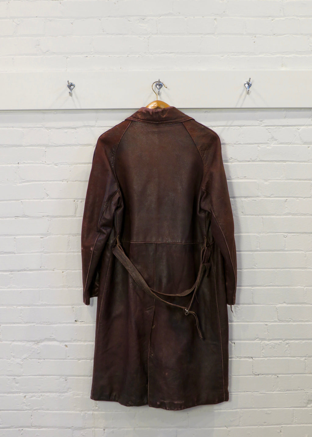 1940s European Leather Trench Coat