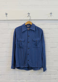 1950s Blue Plaid Wool Gabardine Overshirt