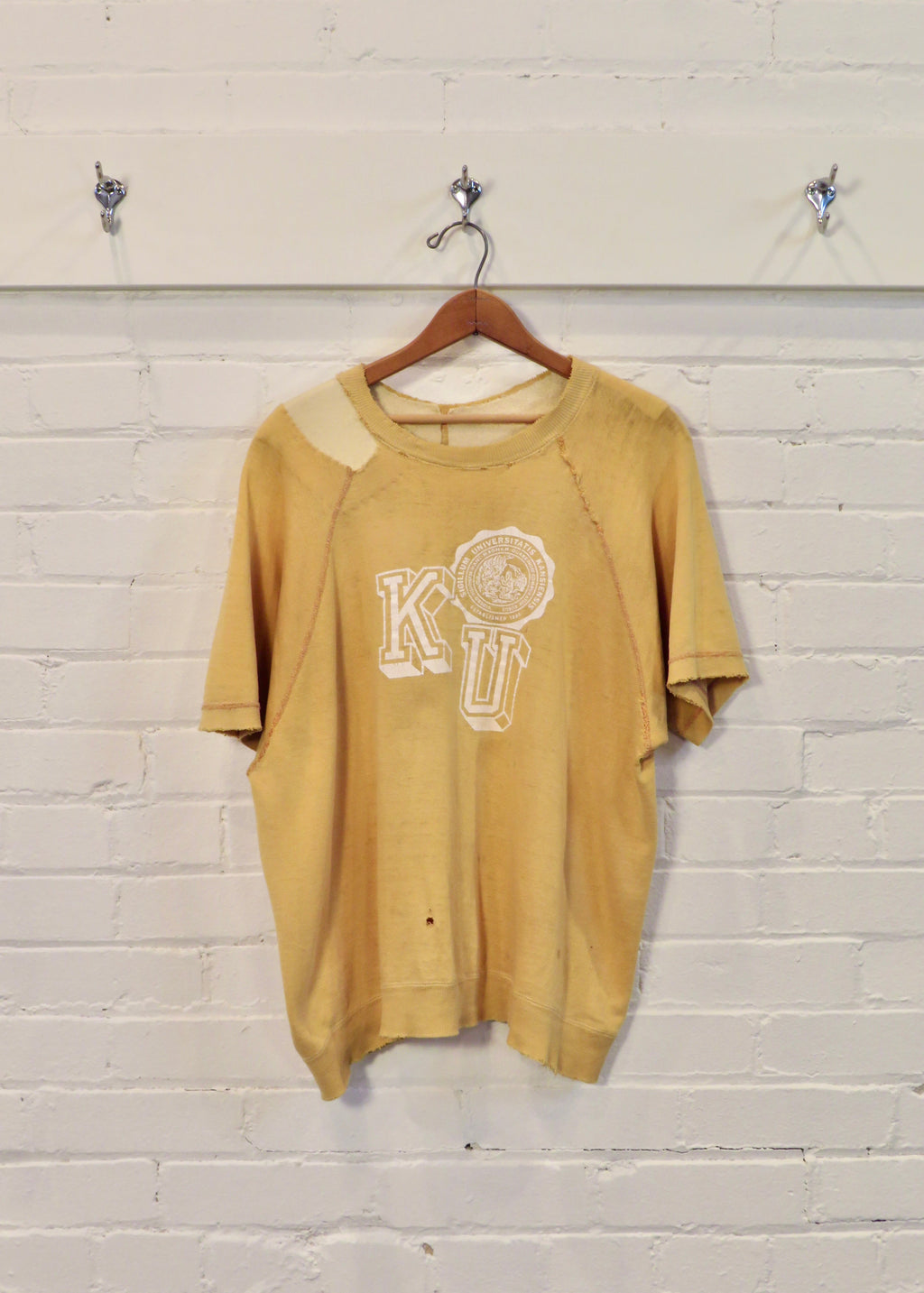 1960s Thrashed University of Kansas Short Sleeved Sweatshirt