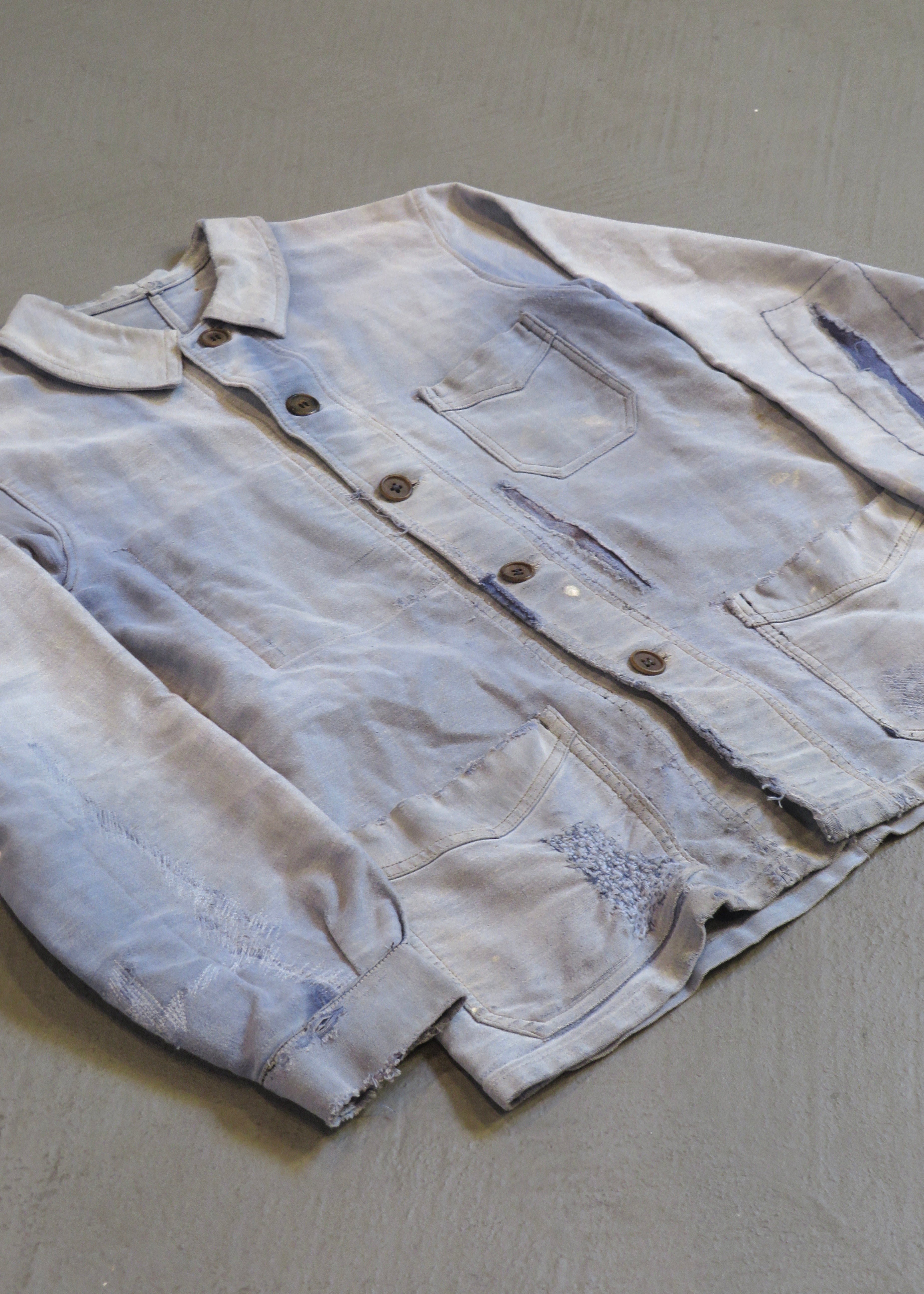 1940s Repaired Moleskin French Chore Jacket