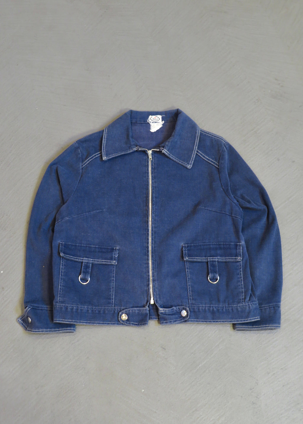 1950s Cropped Navy Moleskin Work Jacket