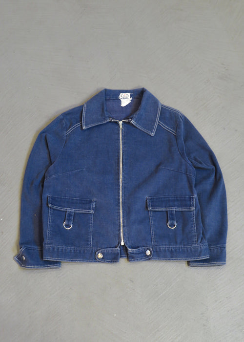 1950s Cropped Navy Moleskin Work Jacket