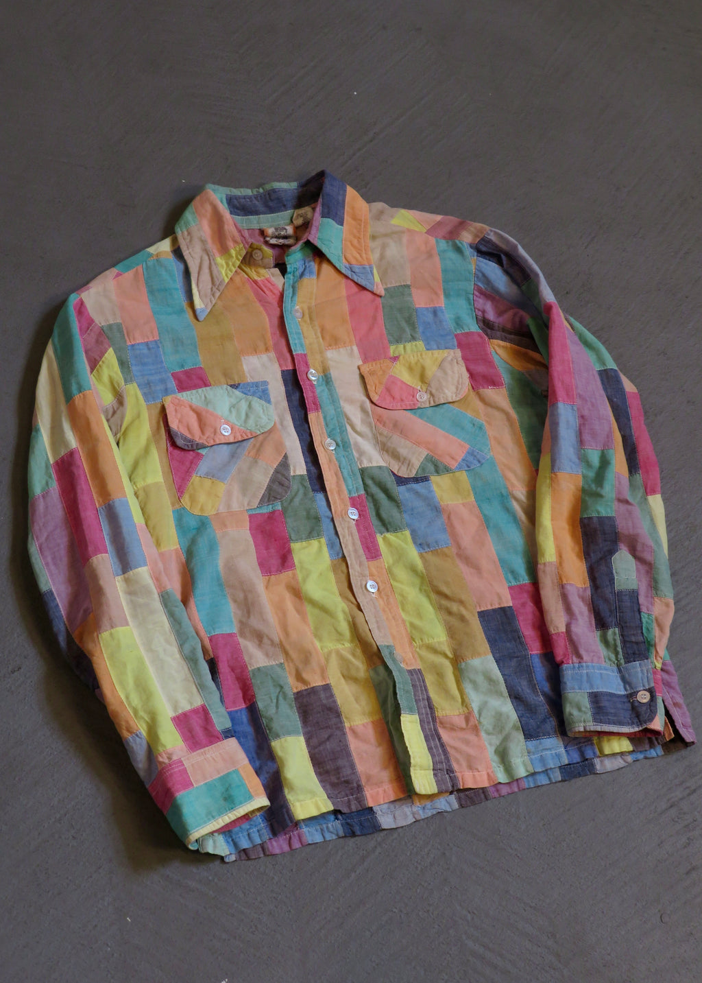 1970s Madras Patchwork Shirt | M