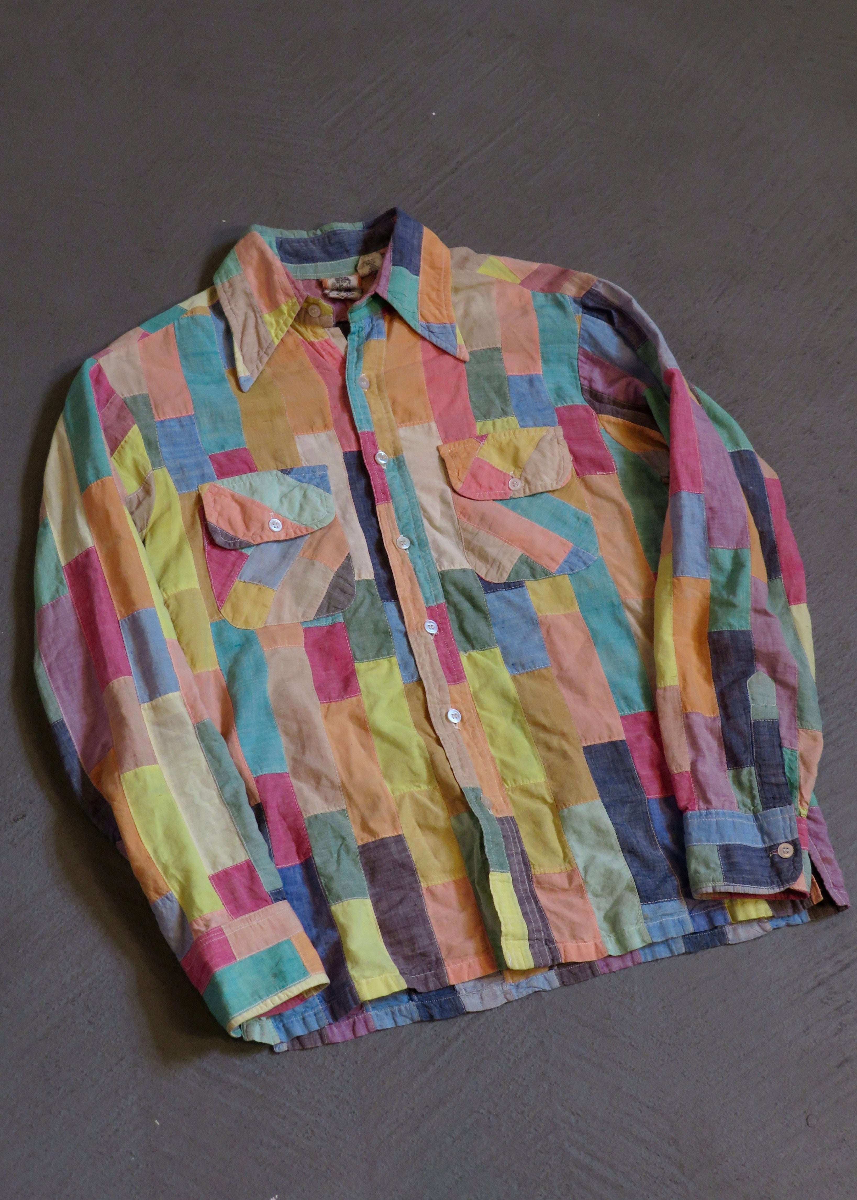 1970s Madras Patchwork Shirt | M