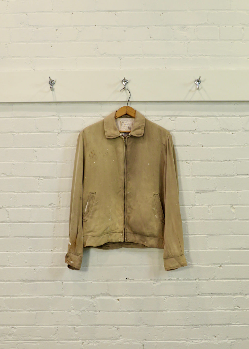 1950s Beige Thrashed Distressed Cropped Ricky Jacket