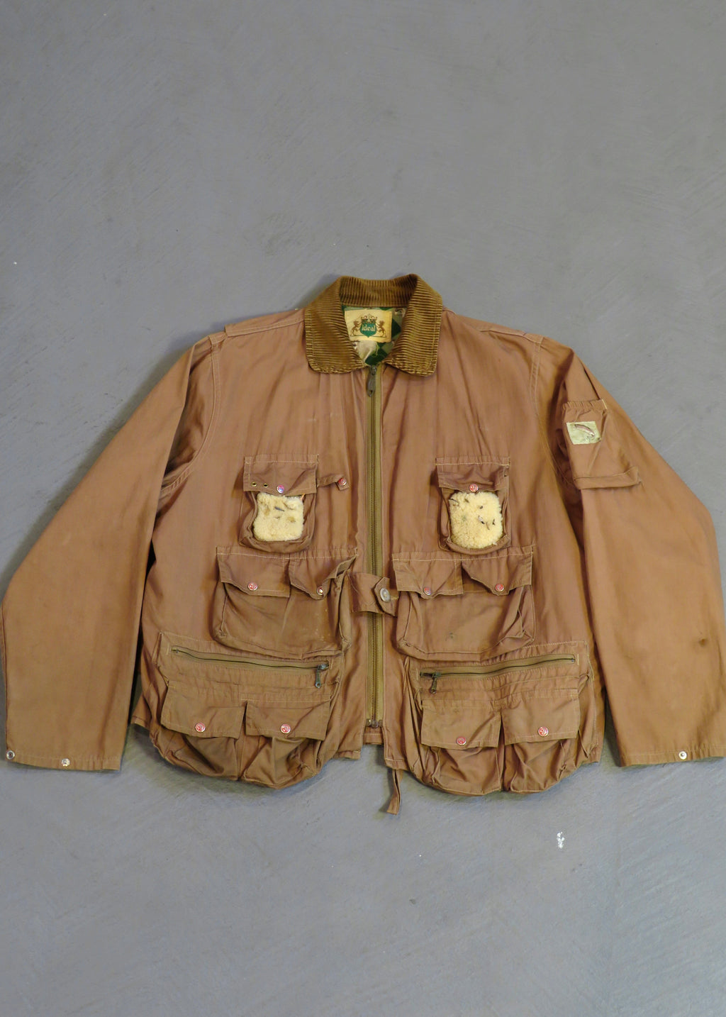 Vintage 1960s Ideal Products Brown Cotton Cropped Fly Fishing Jacket