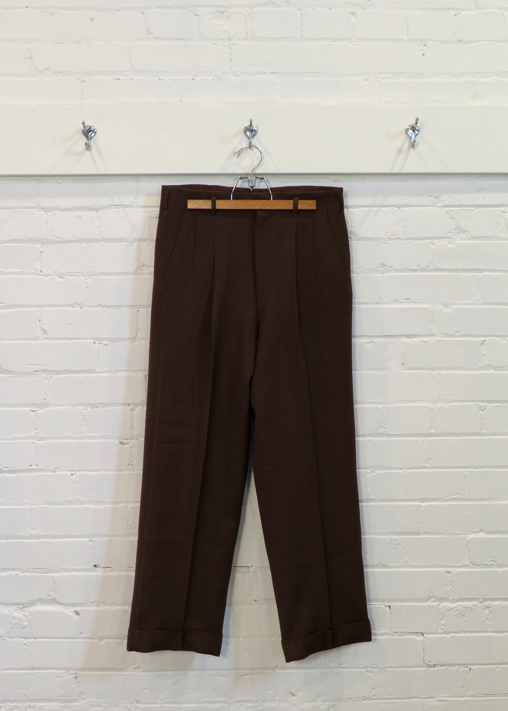 1950s Rayon Blend Brown Corded Trousers