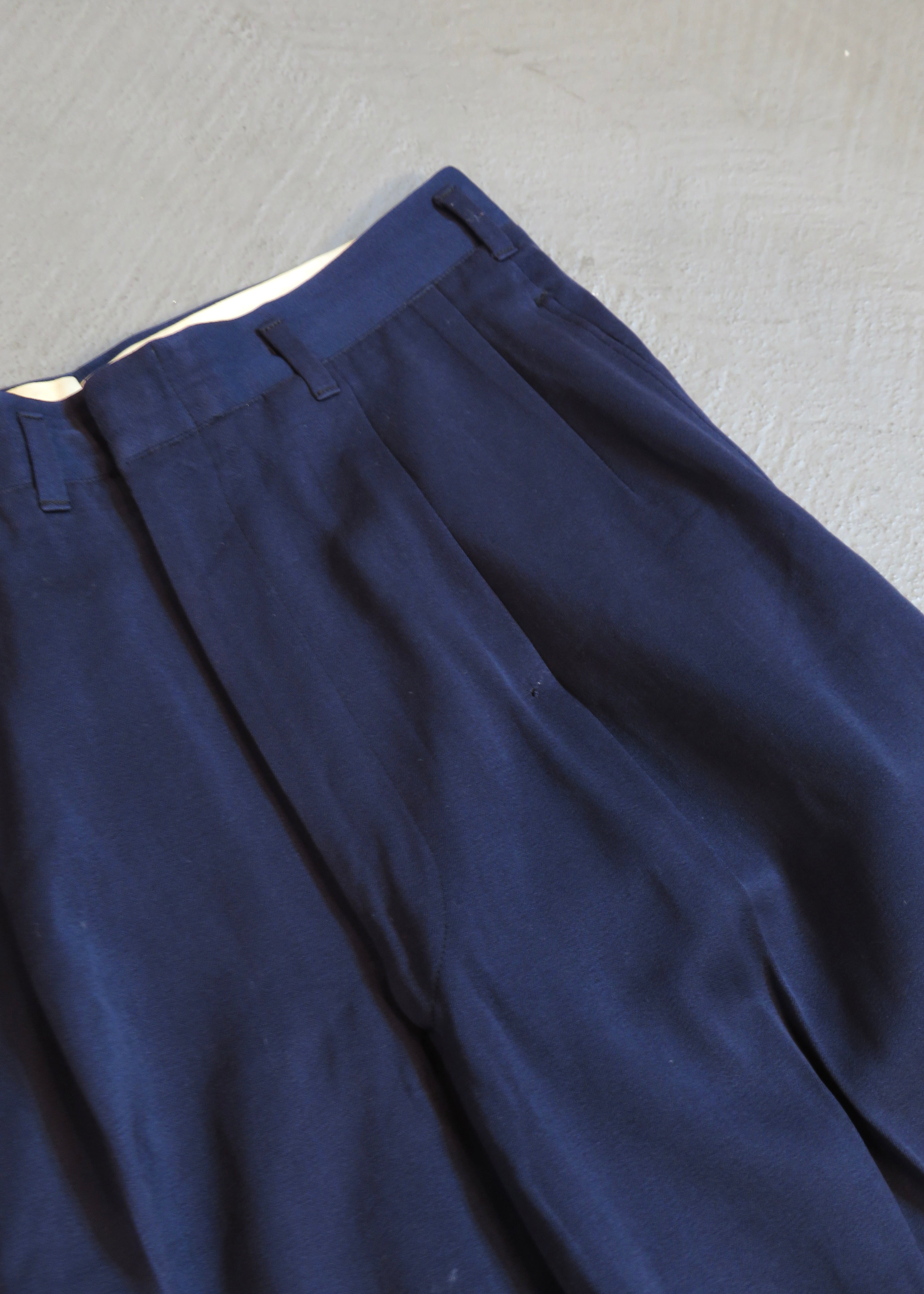 1950s Navy Wool Gabardine Trousers | 31"x31"