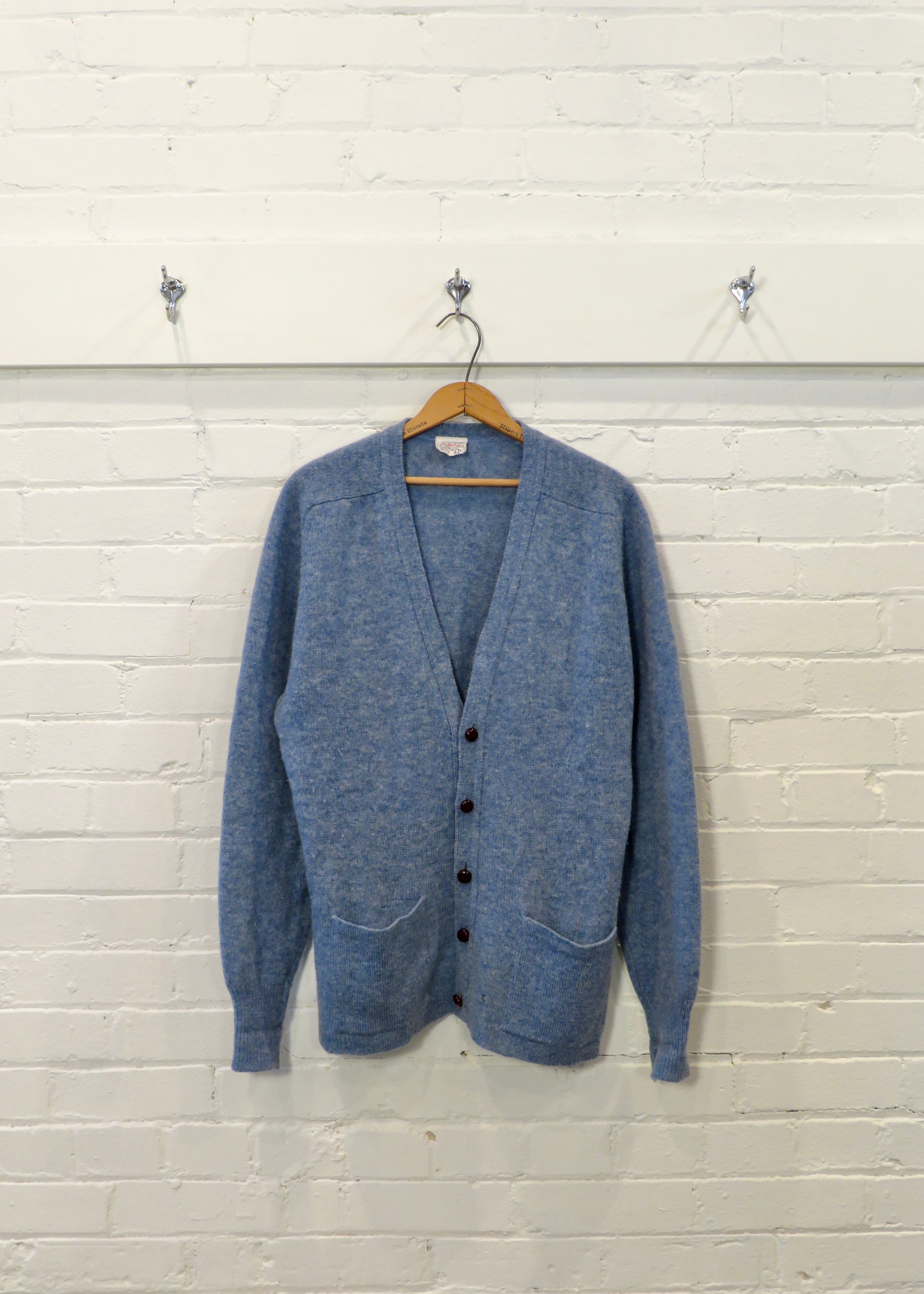1960s Blue Shetland Wool Cardigan