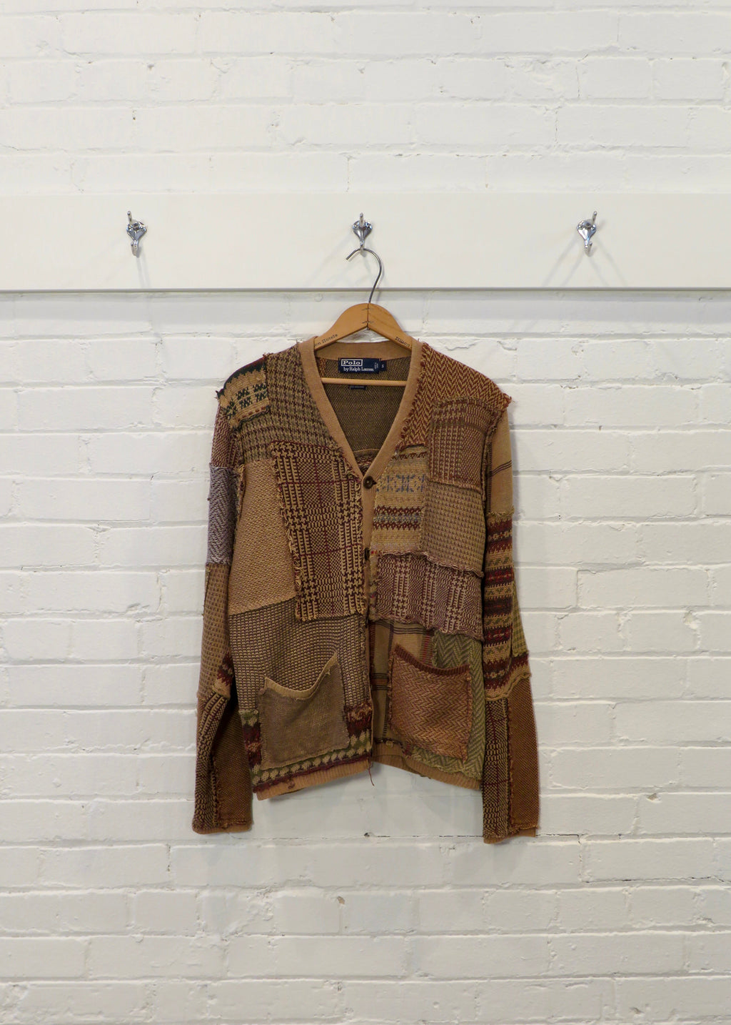 1990s Polo Ralph Lauren Patchwork Suiting Cardigan
