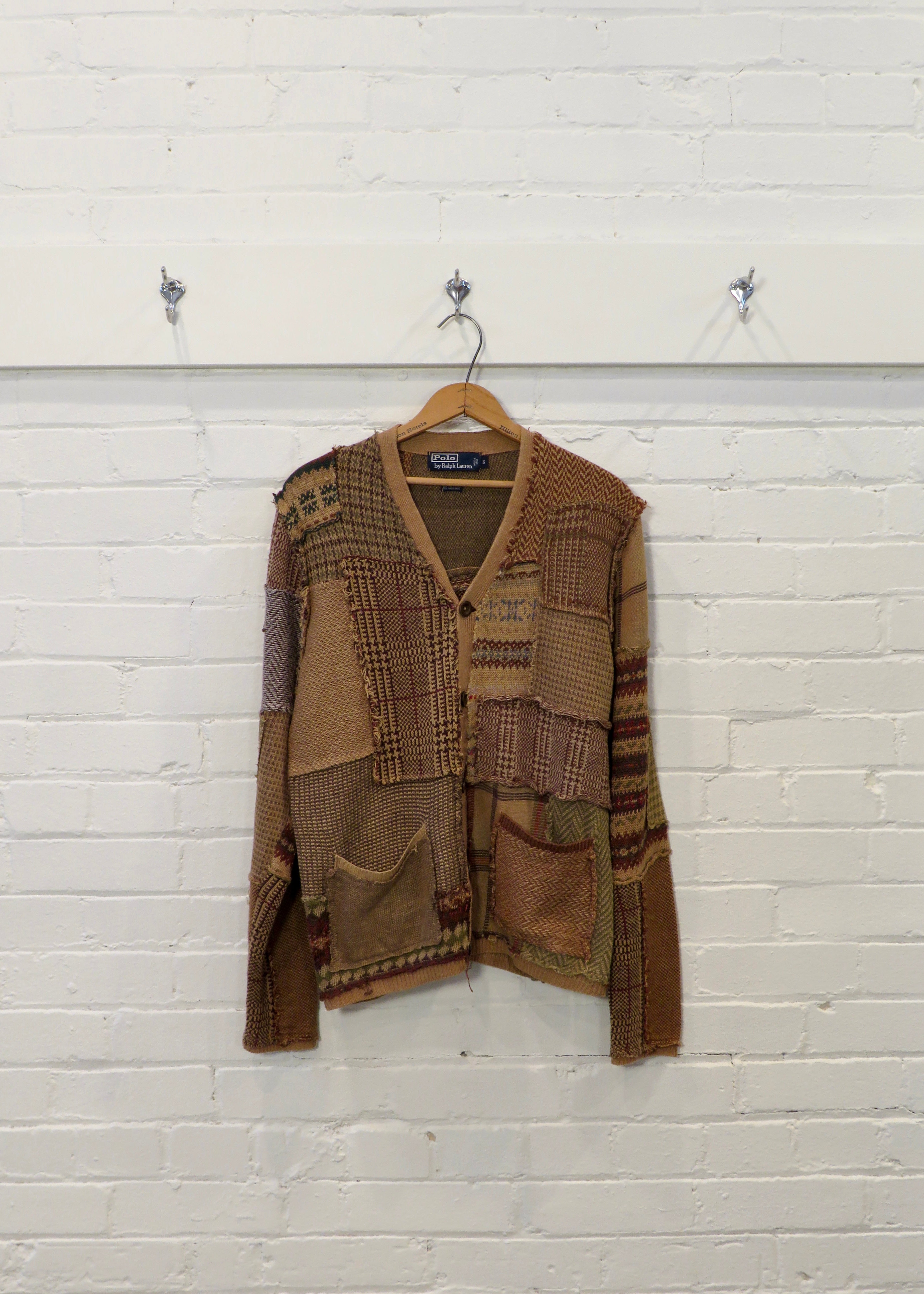 1990s Polo Ralph Lauren Patchwork Suiting Cardigan