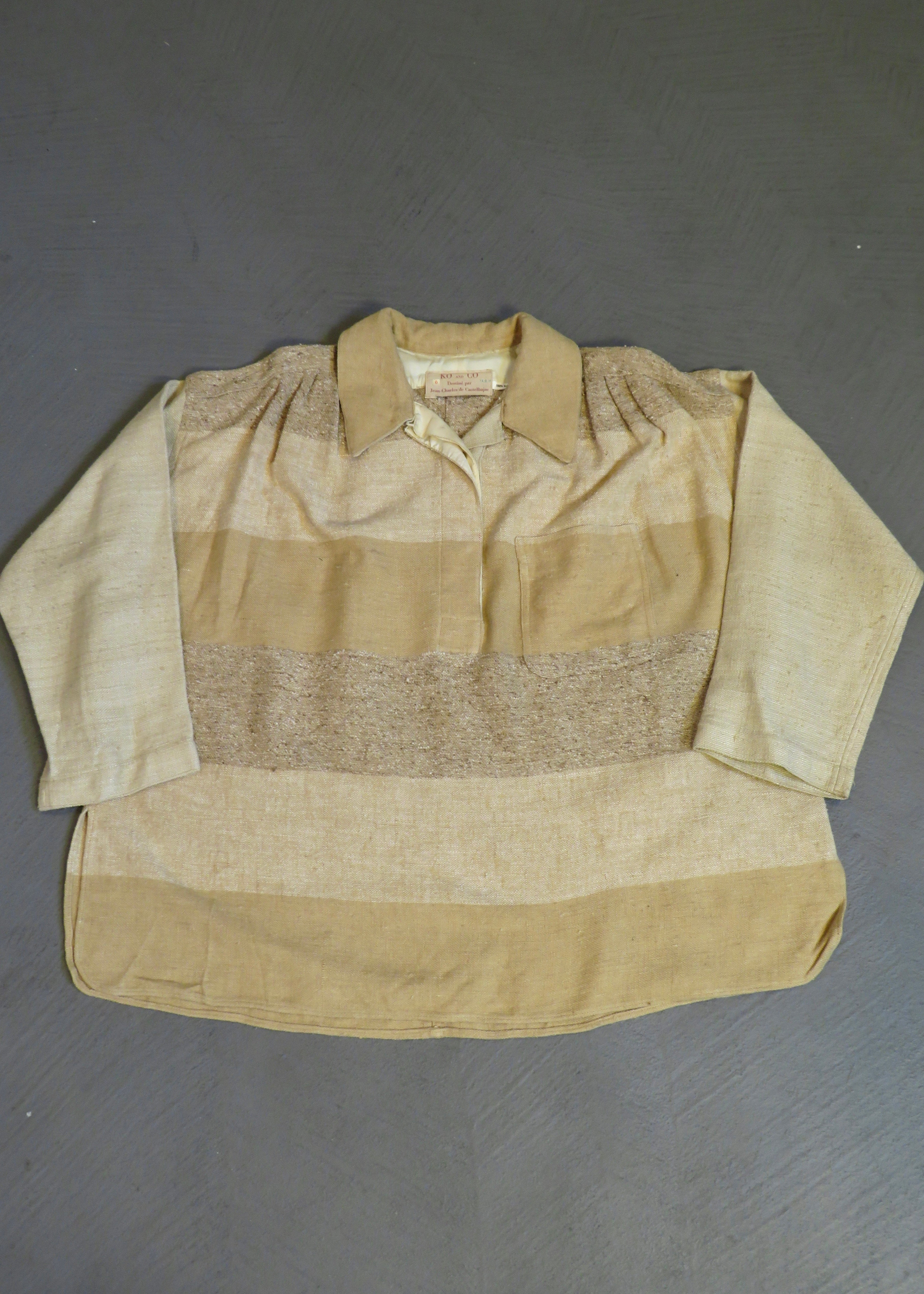 1970s Ko and Co J.C. de Castelbajac Raw Silk Striped Overshirt