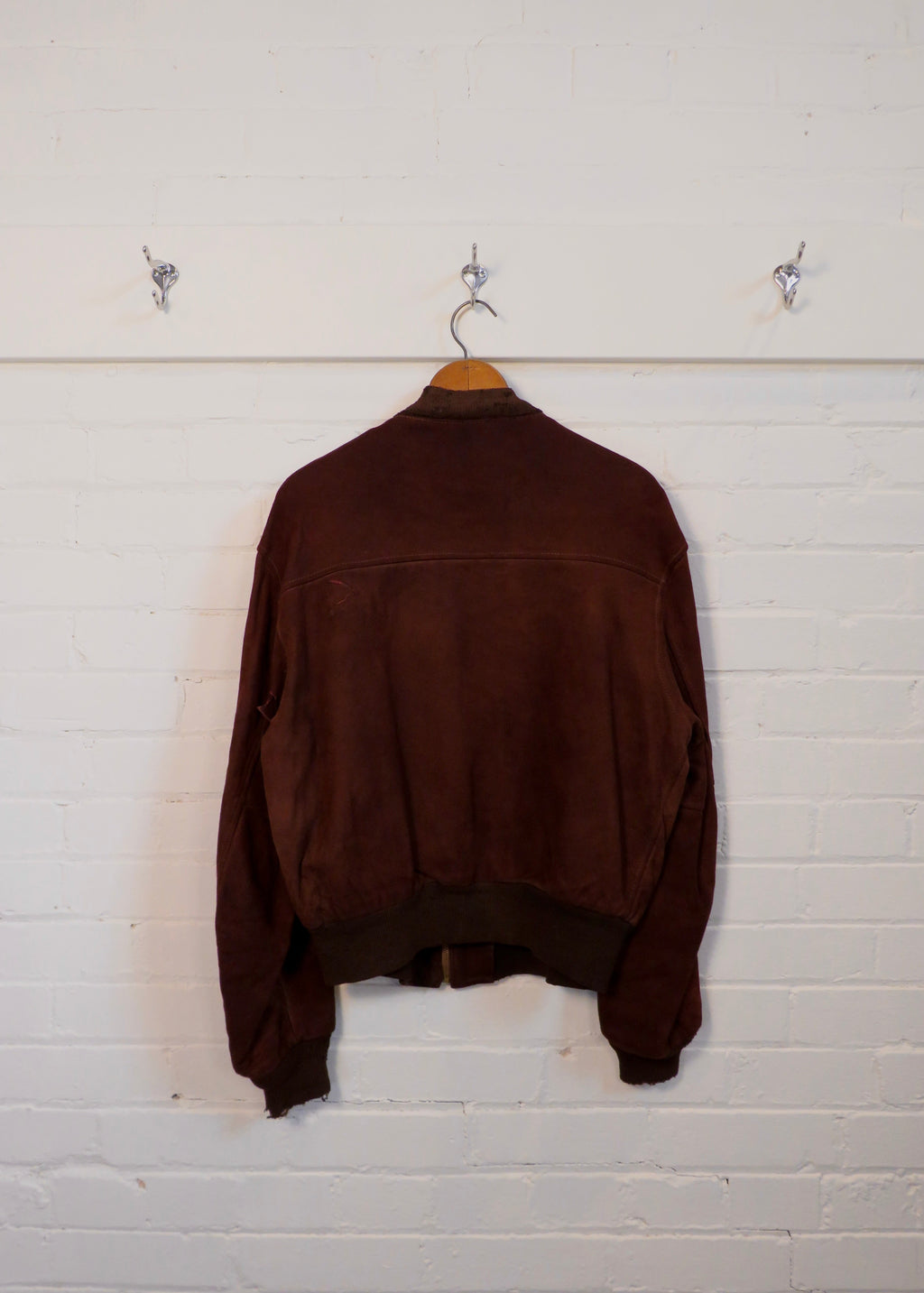 1950s Chocolate Suede Bomber Jacket
