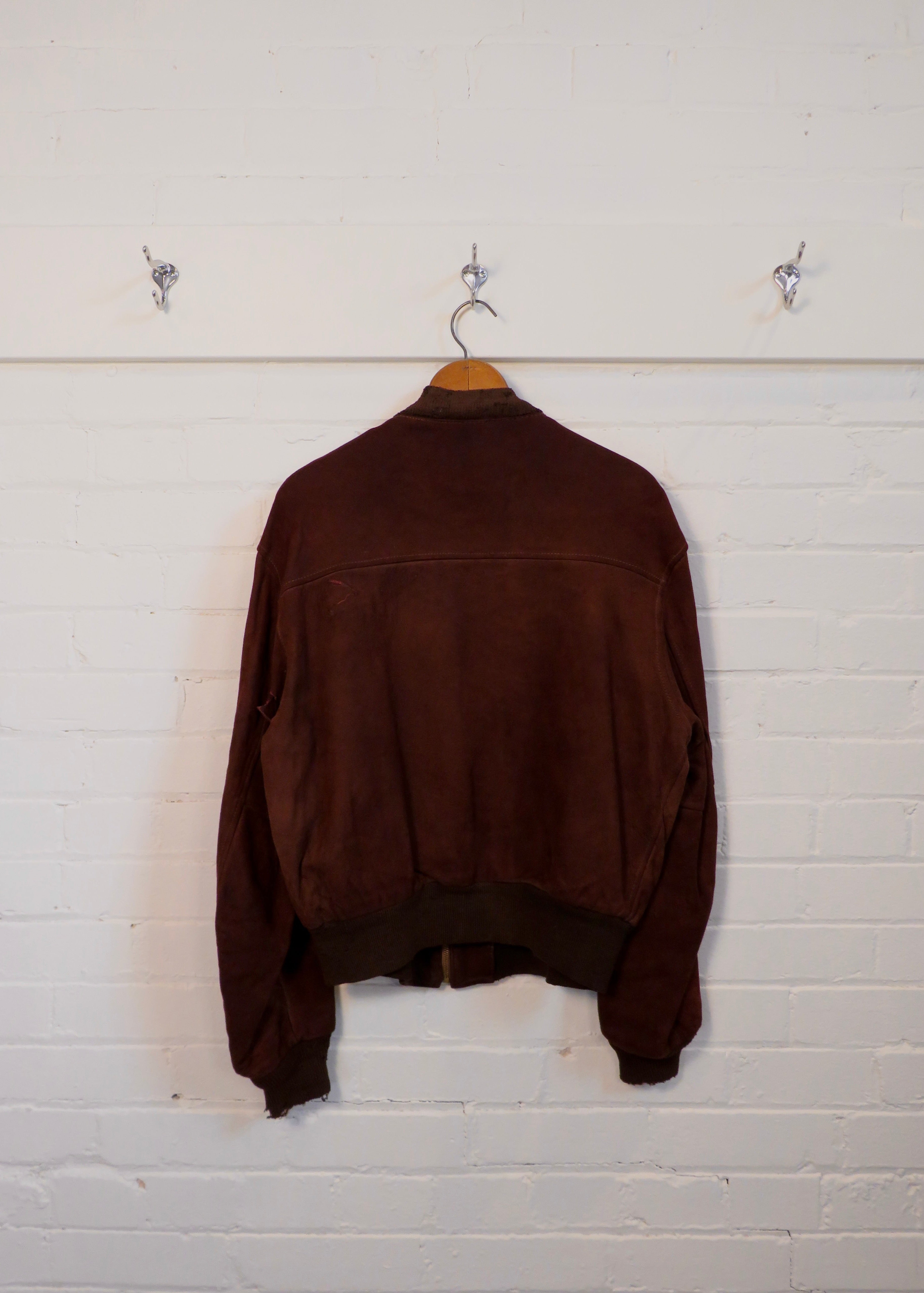 1950s Chocolate Suede Bomber Jacket