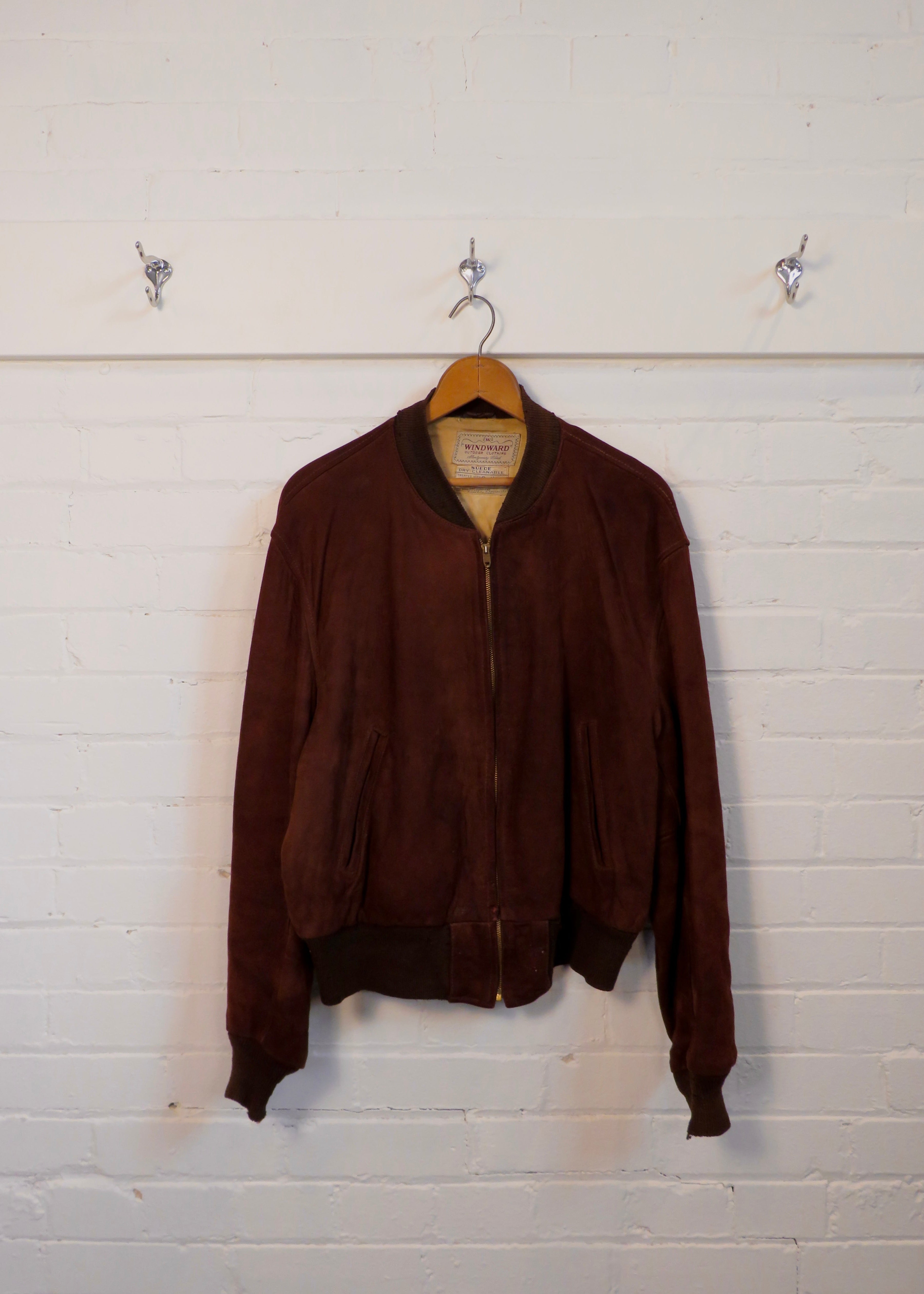 1950s Chocolate Suede Bomber Jacket