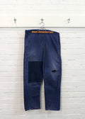 1960s German European Blue Repaired Cinch-Back Workwear Pants