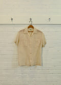 1950s Nylon Seersucker Short Sleeved Button Down Shirt