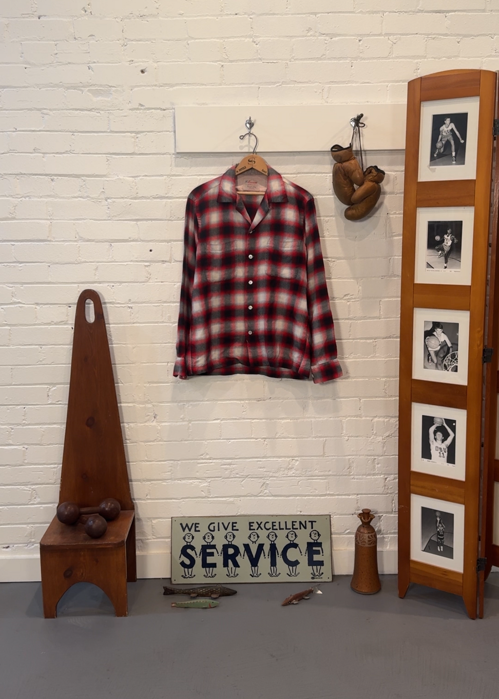 1950s Shadow Plaid Loop Collar Overshirt