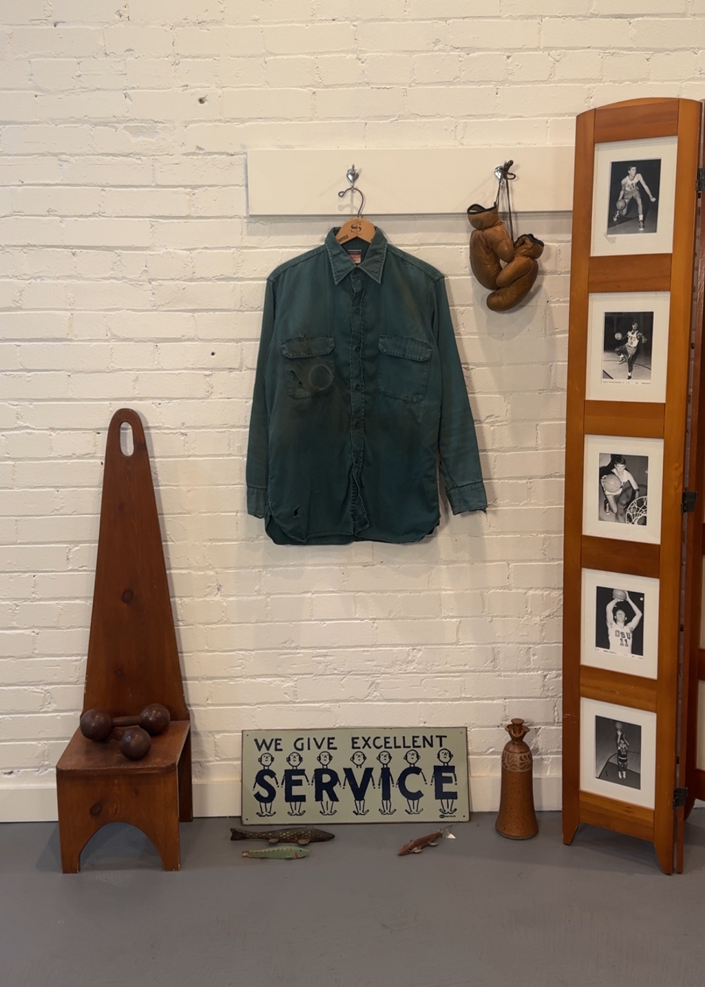 1950s Faded Green Distressed Work Shirt