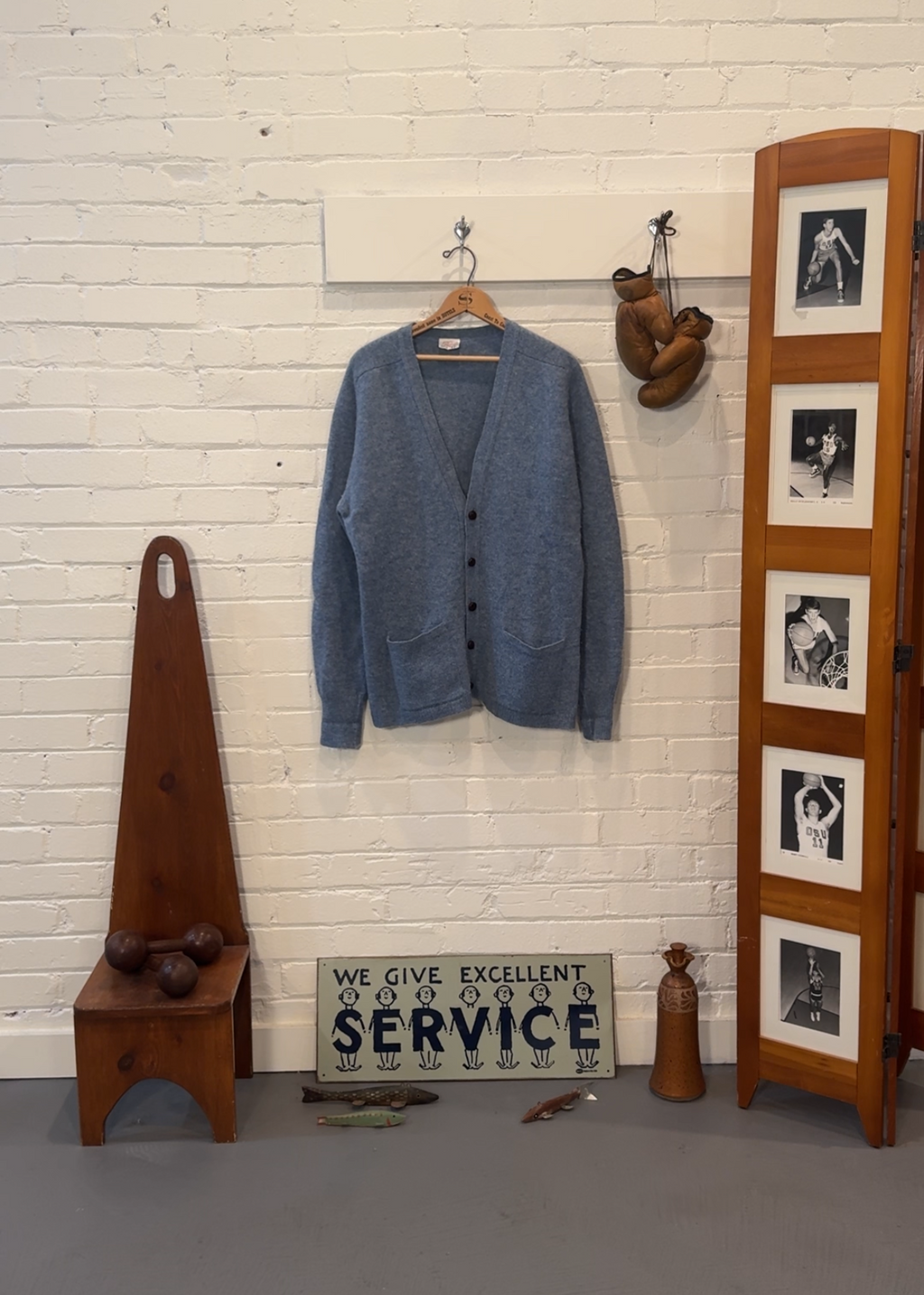 1960s Blue Shetland Wool Cardigan